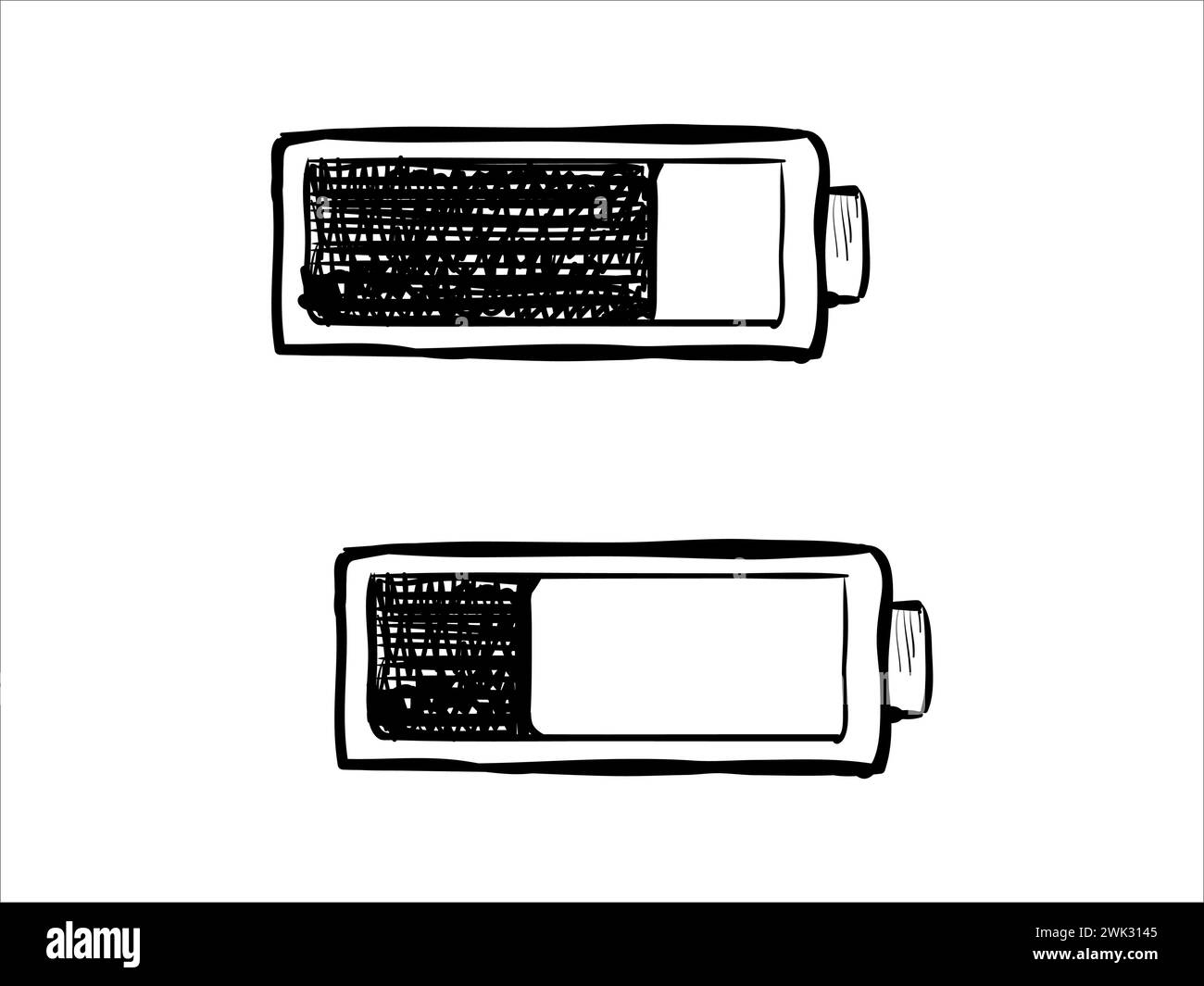 illustrazione grafica simbolo astratto del vettore di disegno a mano icona della batteria Illustrazione Vettoriale