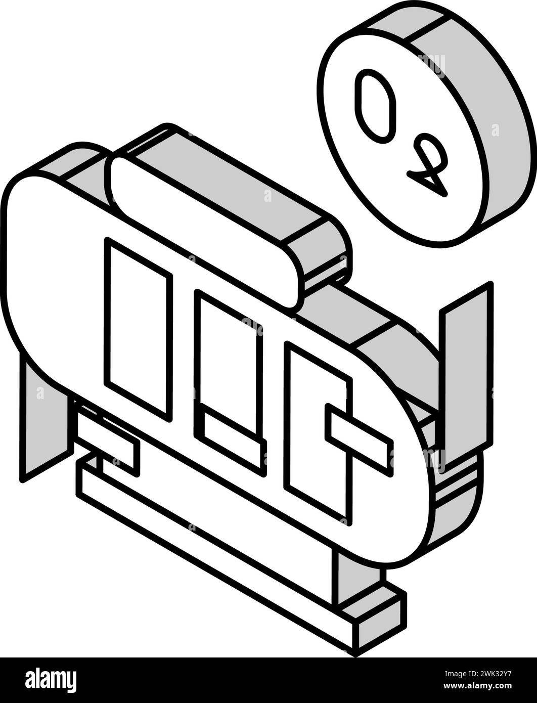 illustrazione del vettore dell'icona isometrica della camera di saturazione dell'ossigeno Illustrazione Vettoriale