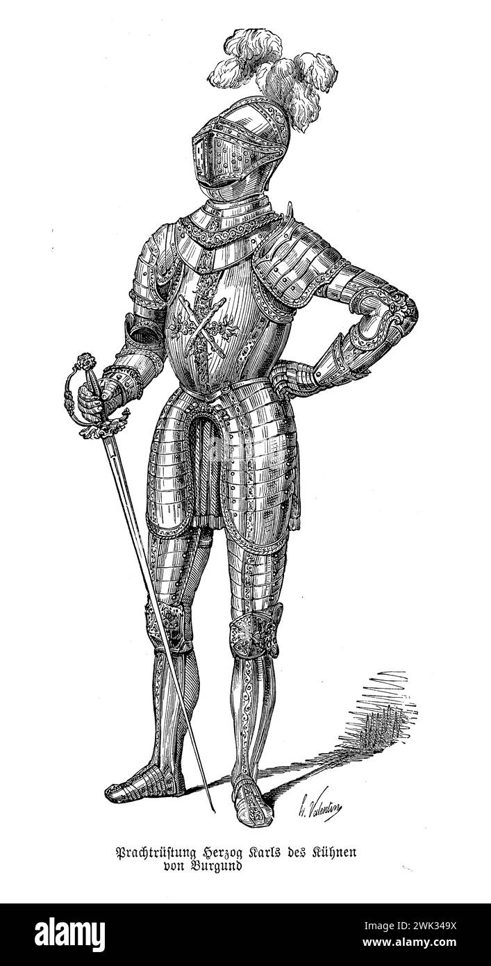 Armatura di Carlo il Temerario duca di Borgogna prematuramente morto nella battaglia di Nancy nel 1477 Foto Stock