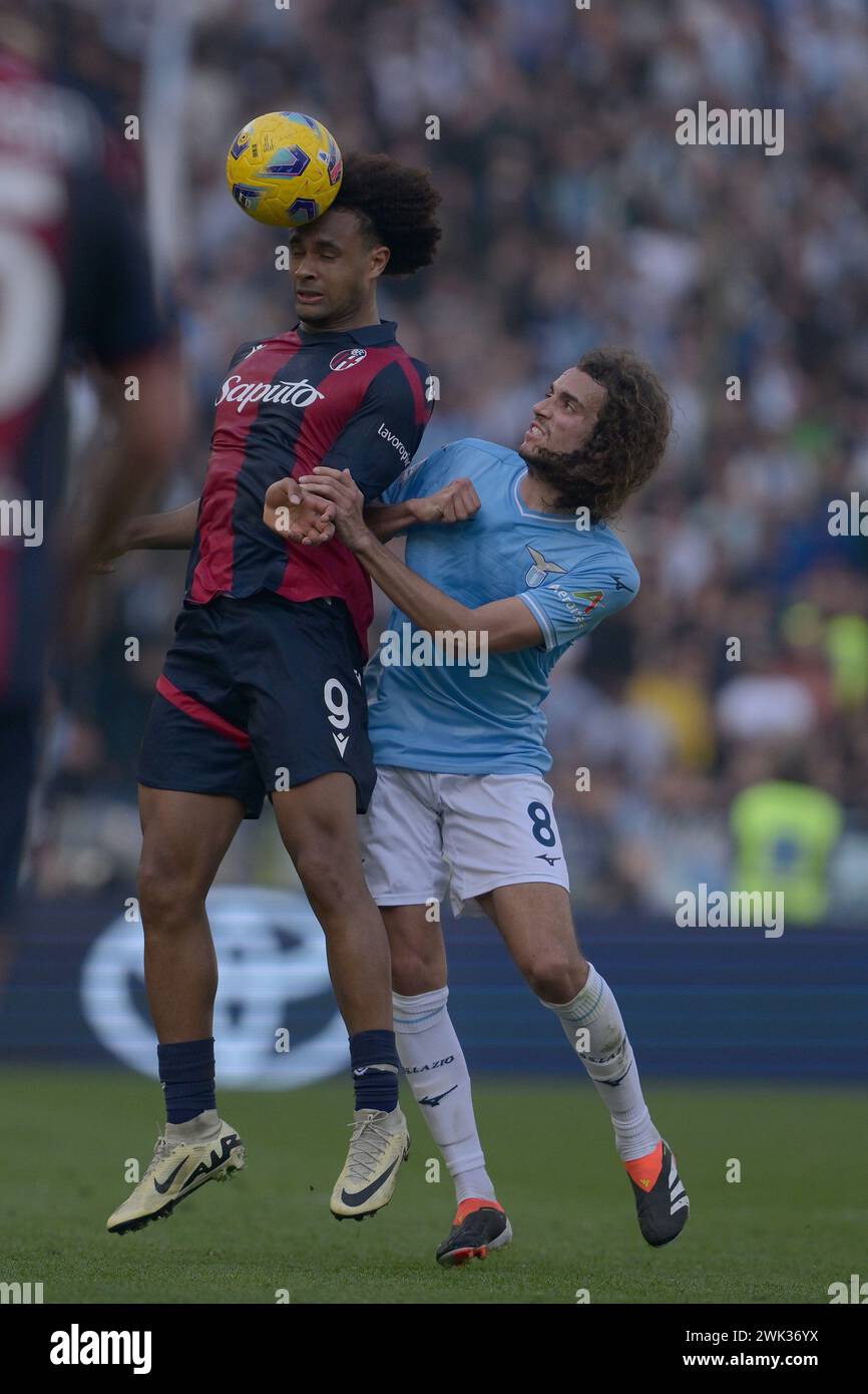 Roma, Italia. 18 febbraio 2024. Foto Alfredo Falcone/LaPresse 18 febbraio 2024 - Roma, Italia - sport, calcio - Lazio vs Bologna - Campionato italiano di calcio serie A TIM 2023/2024 - Stadio Olimpico di Roma. Nella foto: Joshua Zirkzee (9 Bologna FC) foto Alfredo Falcone/LaPresse 18 febbraio 2024 Roma, Italia - sport, calcio - Lazio vs Bologna - Campionato Italiano di calcio 2023/2024 - Stadio Olimpico &#xee;n Roma. Nella foto: Joshua Zirkzee (9 Bologna FC) credito: LaPresse/Alamy Live News Foto Stock