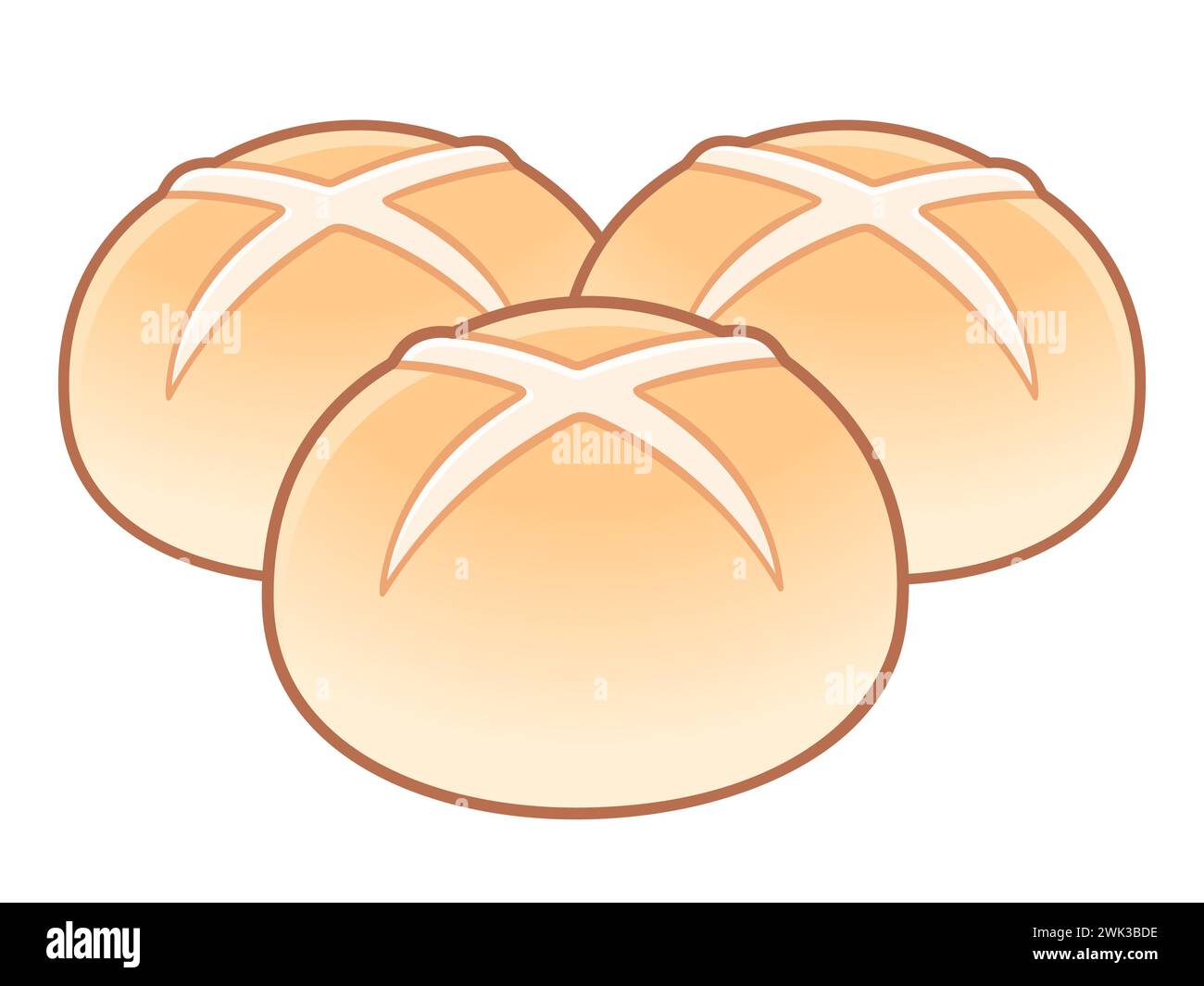 Disegno dei panini incrociati a caldo. Semplice illustrazione vettoriale dei cartoni animati. Illustrazione Vettoriale