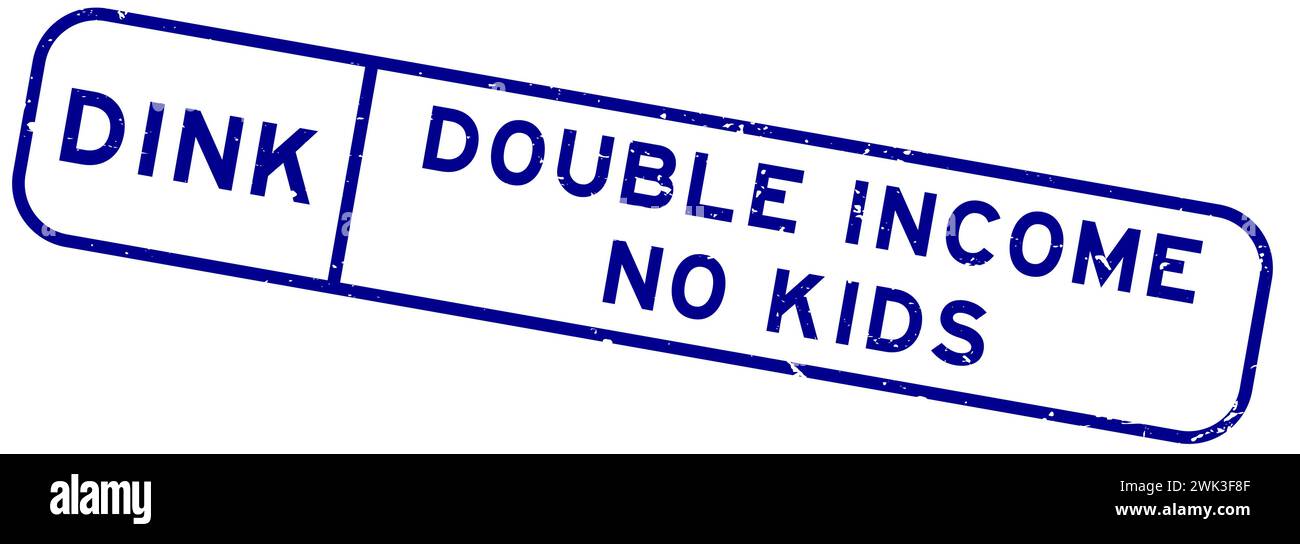 Nero blu SCURO doppio reddito, senza timbro in gomma quadrata per bambini su sfondo bianco Illustrazione Vettoriale