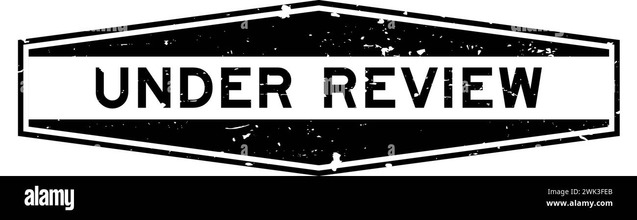 Grunge nero sotto la parola di revisione esagonale guarnizione in gomma stampigliata su sfondo bianco Illustrazione Vettoriale