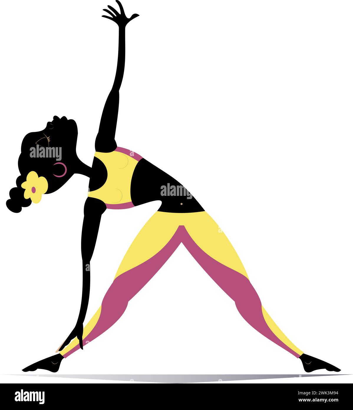 Giovane donna africana con la figura della lithe che fa sport o esercizi di yoga Illustrazione Vettoriale