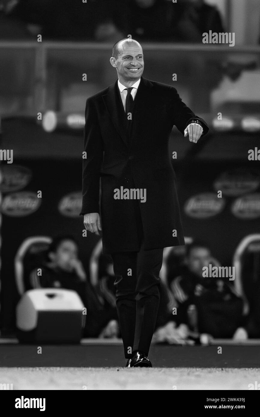 Massimiliano Allegri Coach (Juventus) durante la partita di serie A italiana tra Hellas Verona 2-2 Juventus allo Stadio Marcantonio Bentegodi il 17 febbraio 2024 a Verona. Crediti: Maurizio Borsari/AFLO/Alamy Live News Foto Stock