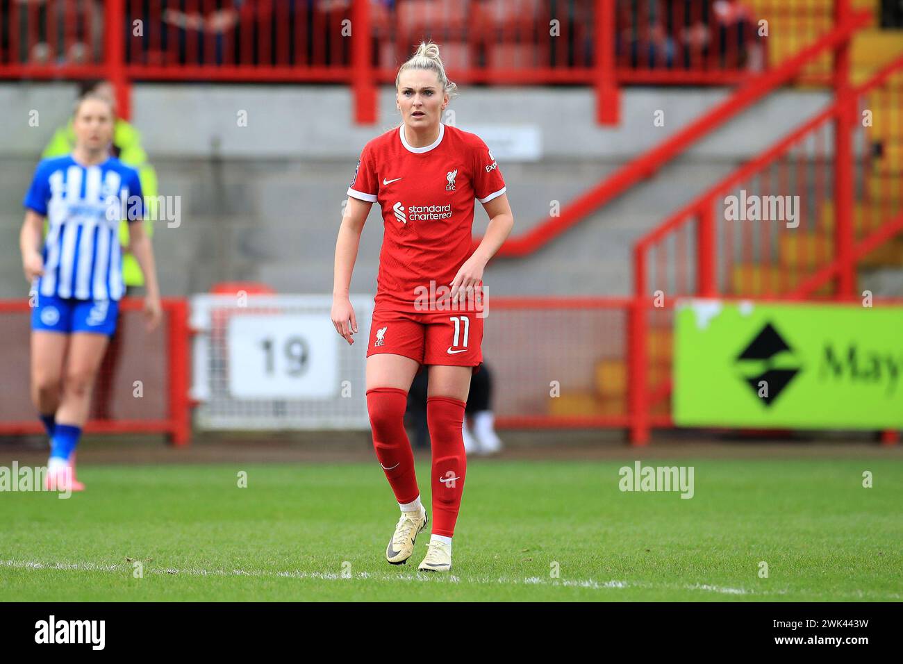 Crawley, Regno Unito. 18 febbraio 2024. Melissa Lawley di Liverpool Women si è vista durante la partita di fa Women's Super League tra Brighton & Hove Albion Women e Liverpool Women al Broadfield Stadium di Crawley, Inghilterra, il 18 febbraio 2024. Foto di Carlton Myrie. Solo per uso editoriale, licenza richiesta per uso commerciale. Non utilizzare in scommesse, giochi o pubblicazioni di singoli club/campionato/giocatori. Crediti: UK Sports Pics Ltd/Alamy Live News Foto Stock