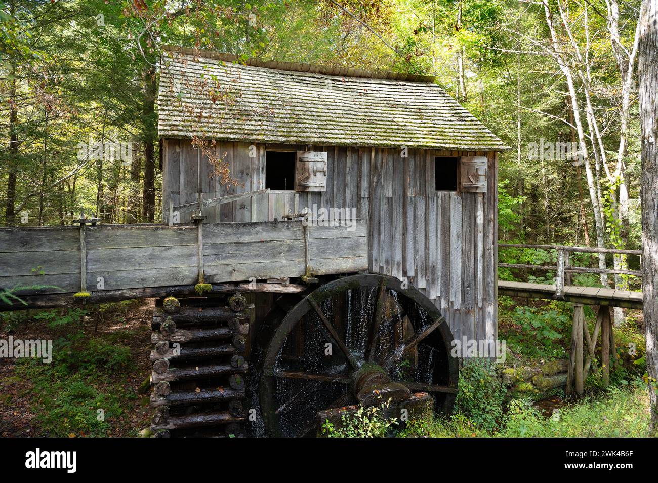 Storico mulino Grist a Cades Cove. Ha trasformato mais e frumento in farina e anche legname macinato in legname. Foto Stock