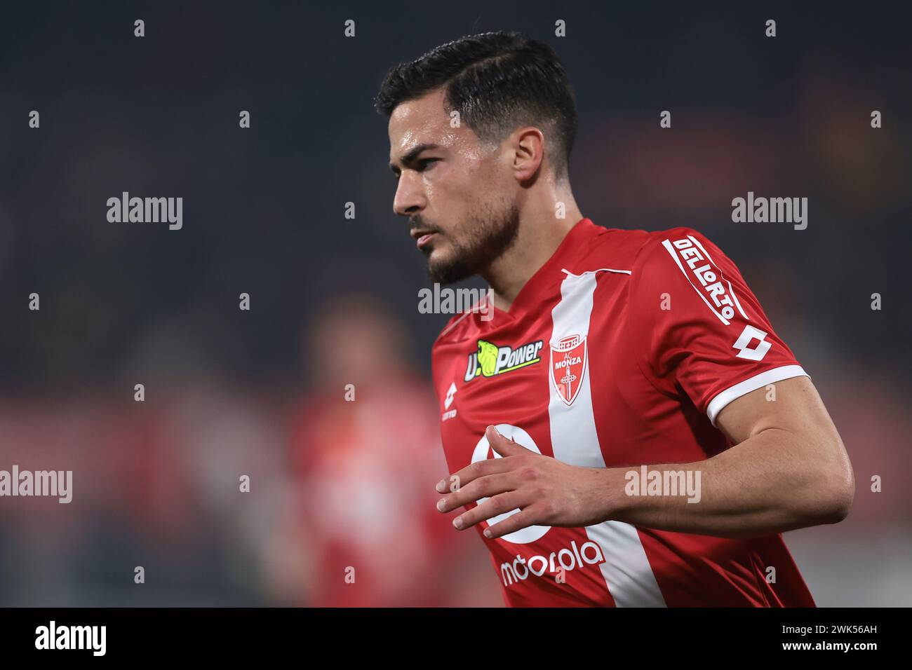 Monza, Italia. 18 febbraio 2024. Andrea carboni dell'AC Monza durante la partita di serie A all'U-Power Stadium di Monza. Il credito per immagini dovrebbe essere: Jonathan Moscrop/Sportimage Credit: Sportimage Ltd/Alamy Live News Foto Stock