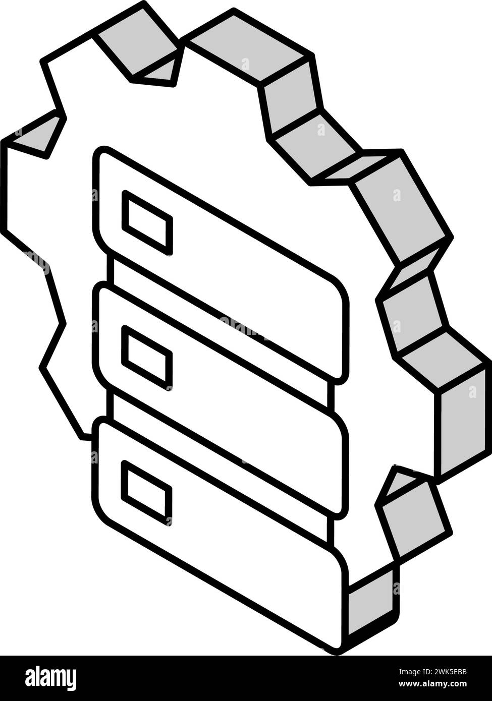 illustrazione vettoriale delle icone isometriche dei server di lavoro e di servizio Illustrazione Vettoriale