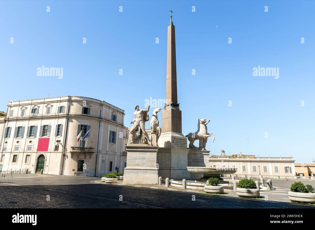 La Fontana di Monte Cavallo in Piazza del Quirinale a Roma, provincia del Lazio, Italia. Foto Stock