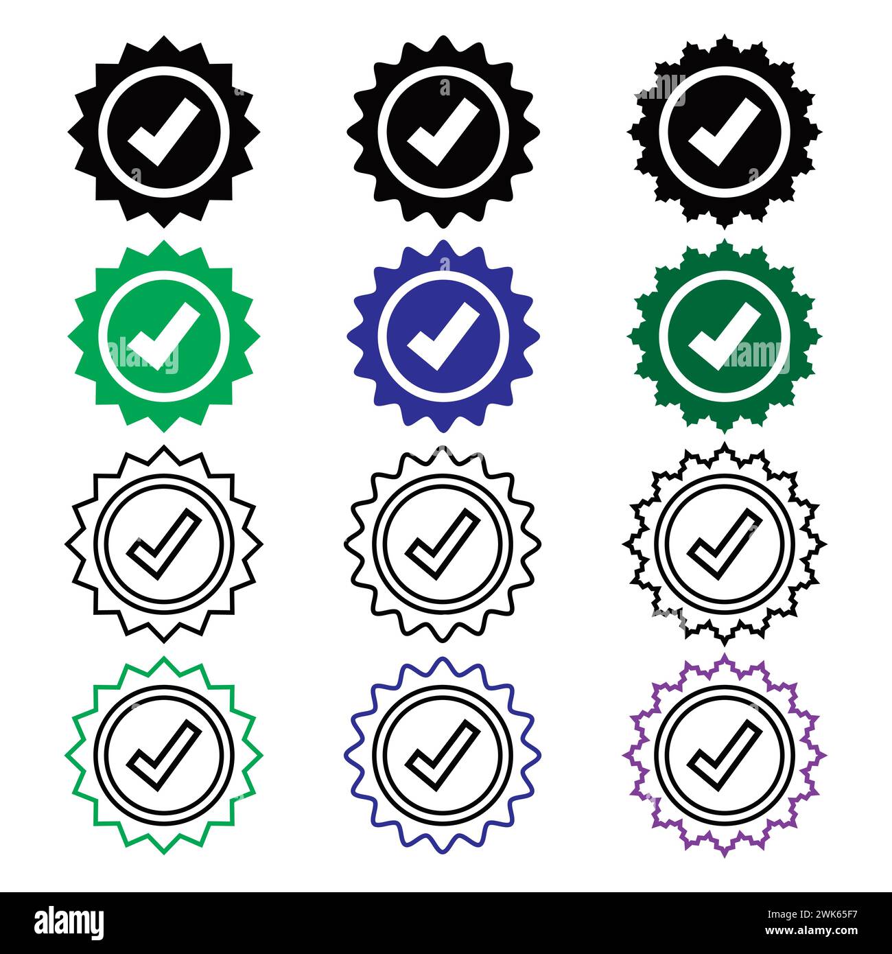 Segno di spunta nel glifo della linea di partenza circolare, segno di spunta simbolo destro icona vettoriale piatta. Illustrazione Vettoriale