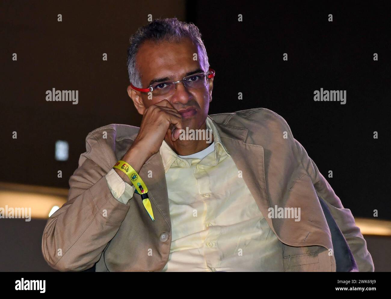 Mumbai, India. 18 febbraio 2024. Managing Director (MD) e Chief Executive Officer (CEO) di National Payments Corporation of India (NPCI) Dilip ASBE è presente durante l'evento della Mumbai Tech Week (MTW) il primo giorno a Mumbai. La Mumbai Tech Week (MTW) inaugurale ha riunito dignitari del governo indiano e innovatori tecnologici all'avanguardia per riconoscere, celebrare e coltivare il vibrante ecosistema tecnologico della città. (Foto di Ashish Vaishnav/SOPA Images/Sipa USA) credito: SIPA USA/Alamy Live News Foto Stock