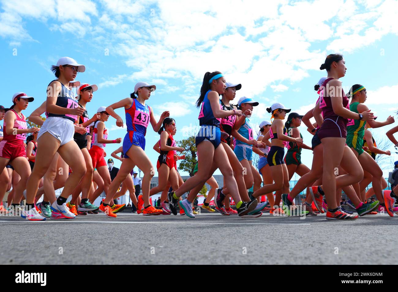 Kobe, Hyogo, Giappone. 18 febbraio 2024. Vista generale Atletica : il 107° Japan Track & Field National Championships U20 Women's 10km Walk Race a Kobe, Hyogo, Giappone . Crediti: Naoki Nishimura/AFLO SPORT/Alamy Live News Foto Stock