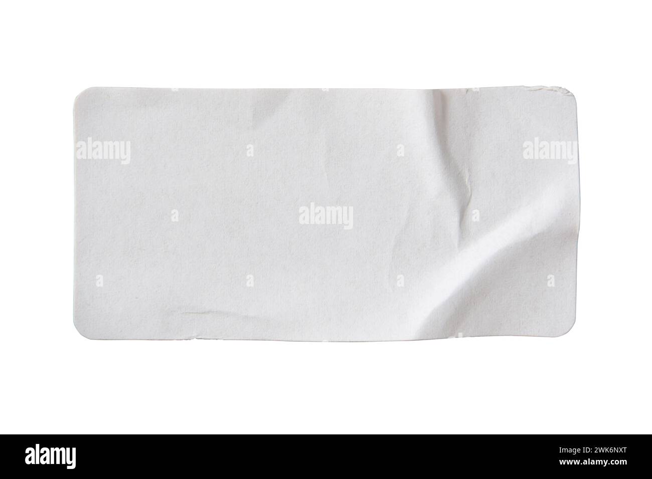 Adesivo di carta rettangolare arrotondato su sfondo bianco con percorso di ritaglio Foto Stock
