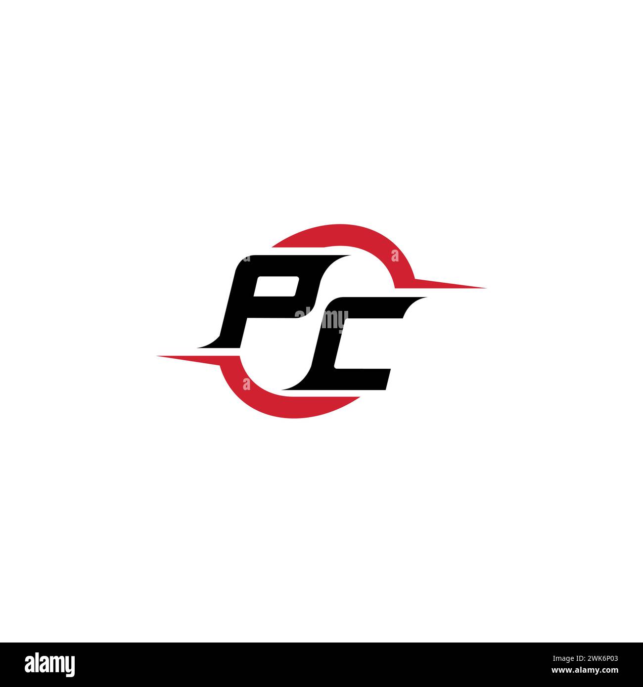 Logo iniziale del PC concetto elegante e accattivante per esport o gaming come ispirazione Illustrazione Vettoriale