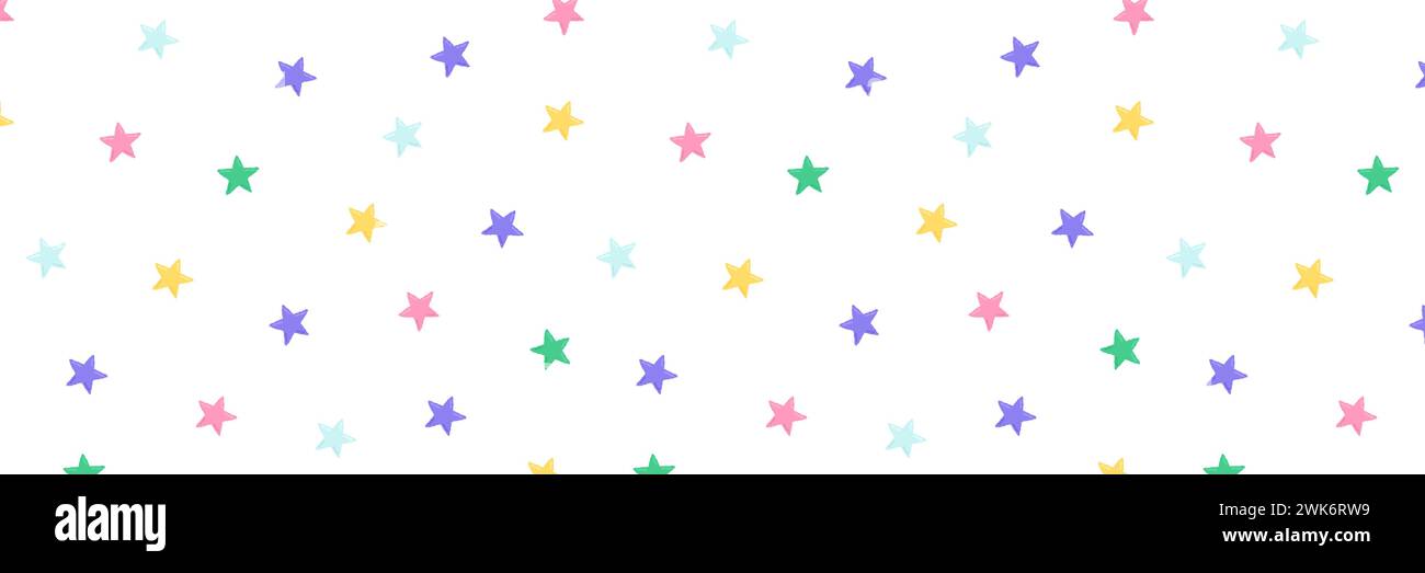 Baby cute motivo senza cuciture con elementi spaziali su sfondo bianco. Stile cartone animato piatto disegnato a mano. Illustrazione vettoriale Illustrazione Vettoriale