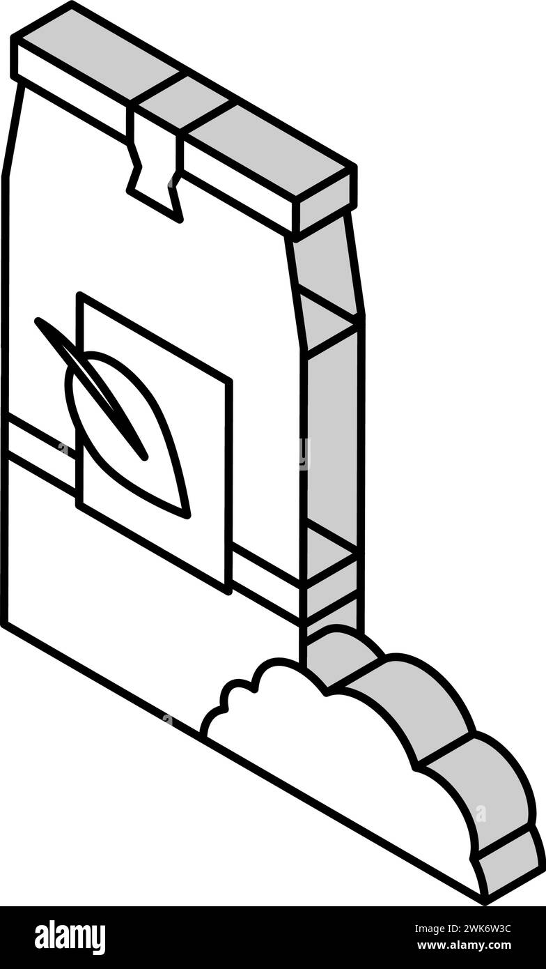 illustrazione vettoriale dell'icona isometrica del sacchetto del tè allentato Illustrazione Vettoriale