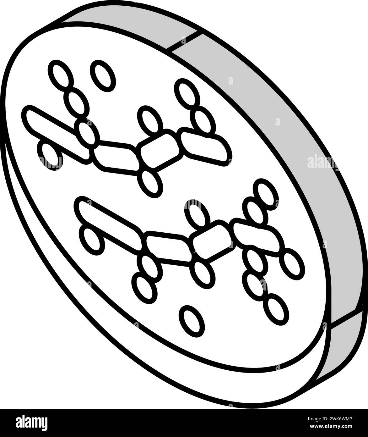 illustrazione vettoriale dell'icona isometrica dei batteri candida Illustrazione Vettoriale