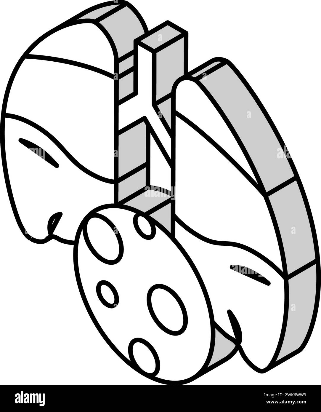 illustrazione vettoriale icona isometrica infiammazione polmonite Illustrazione Vettoriale