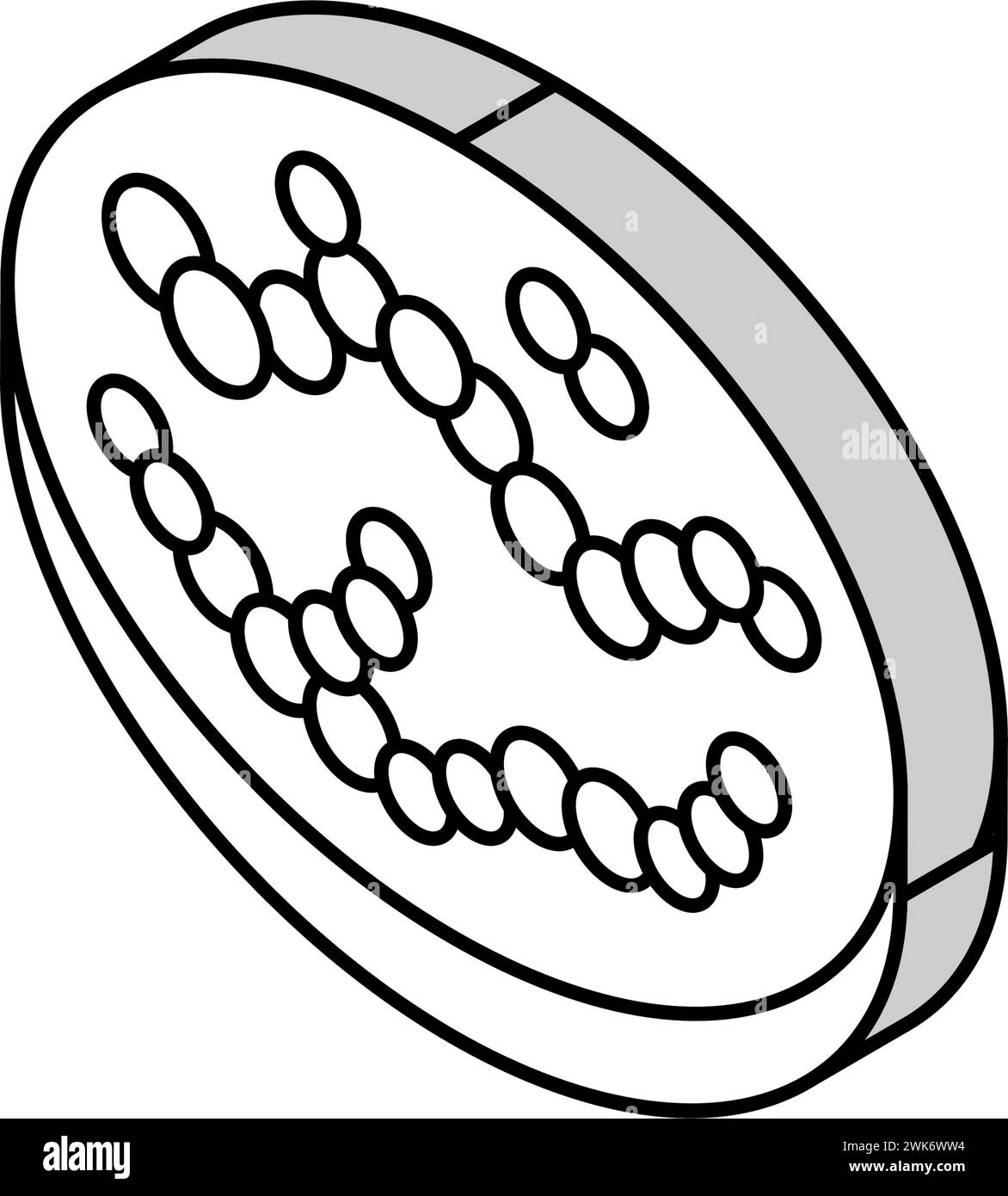 illustrazione vettoriale dell'icona isometrica dei batteri streptococcus Illustrazione Vettoriale