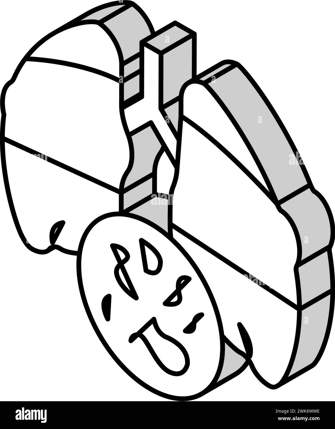 illustrazione vettoriale icona isometrica della tubercolosi della malattia infettiva Illustrazione Vettoriale