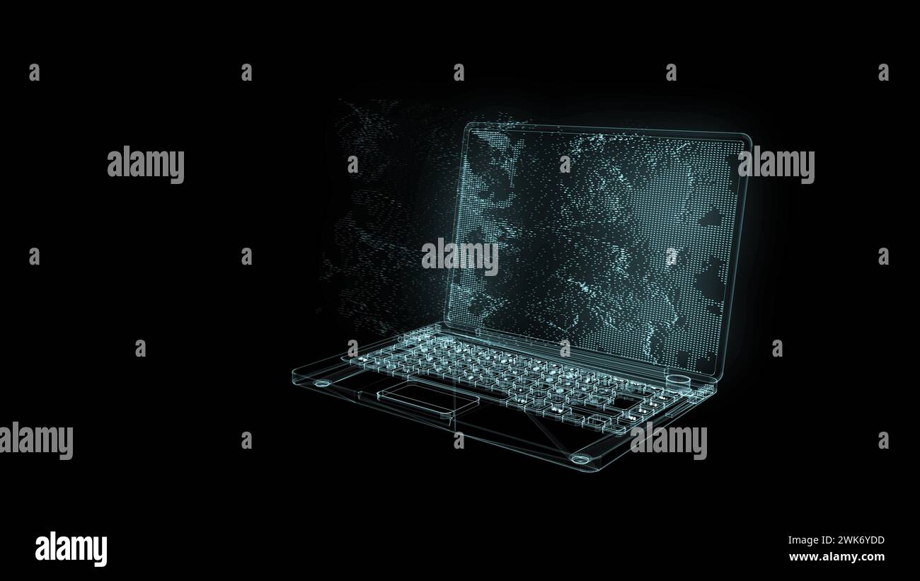 Illustrazione informatica high-tech in stile disegno tecnico Foto Stock