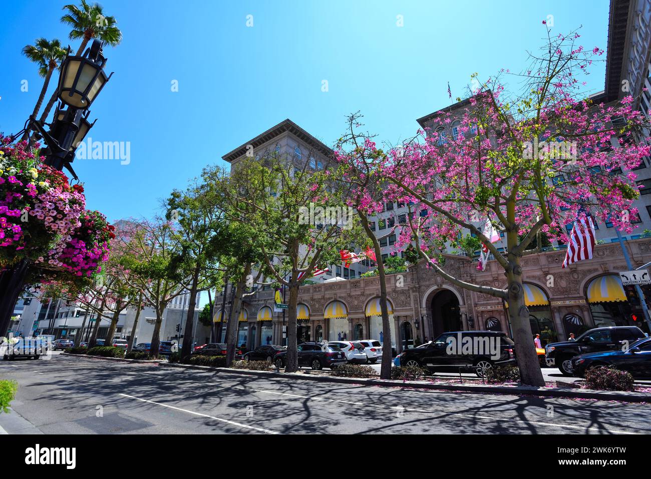 Wilshire Boulevard in un giorno d'estate - Beverly Hills, California Foto Stock