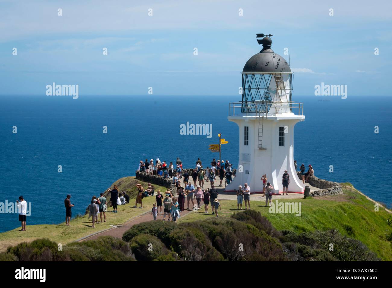 Faro a Cape Reinga, il punto più settentrionale della nuova Zelanda, Northland, Isola del Nord, nuova Zelanda Foto Stock