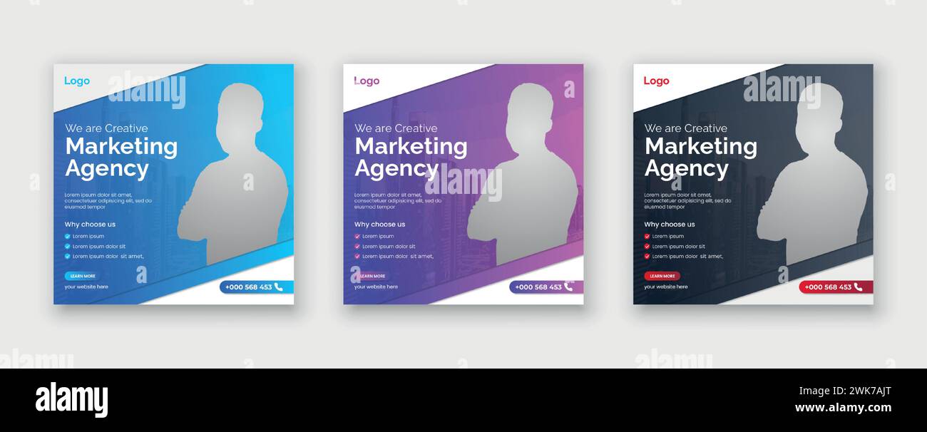 Modello di post sui social media di Digital Business Marketing Agency.pubblicità online creativa progettazione di layout dei social media Illustrazione Vettoriale