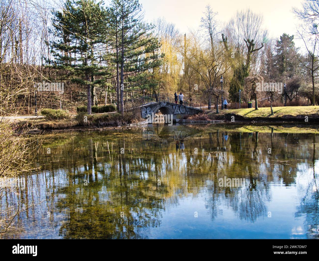 Un parco acquatico locale a Vienna, un popolare luogo di svago Foto Stock