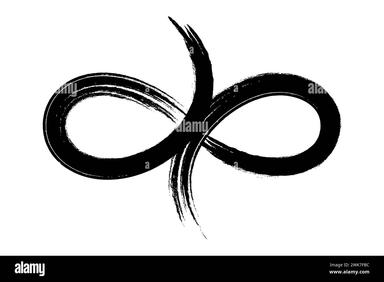 Simbolo dell'eternità calligrafica. Motivo di un otto disteso che viene lasciato aperto in alto e in basso, creato con un singolo pennello. Foto Stock