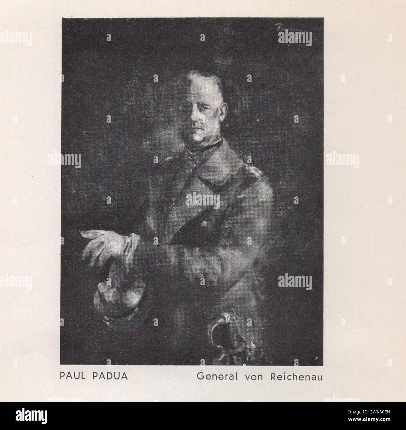 1937 Münchener jahres Austellung, Neue Pinakothek , August-Oktober, 9-17 Uhr, Eintritt 50PF / 1937 Munich Annual Exhibition, New Picture Gallery, da agosto a ottobre, 9-17 ore, ingresso 50PF 1930 mostra d'arte tedesca / l'arte tedesca degli anni '1930 / scultori tedeschi / scultori tedeschi / pittori tedeschi / artisti tedeschi / Deutscher Künstler / artista tedesco / Deutscher Maler / pittore tedesco / Paul Padova : General von Reichenau Foto Stock