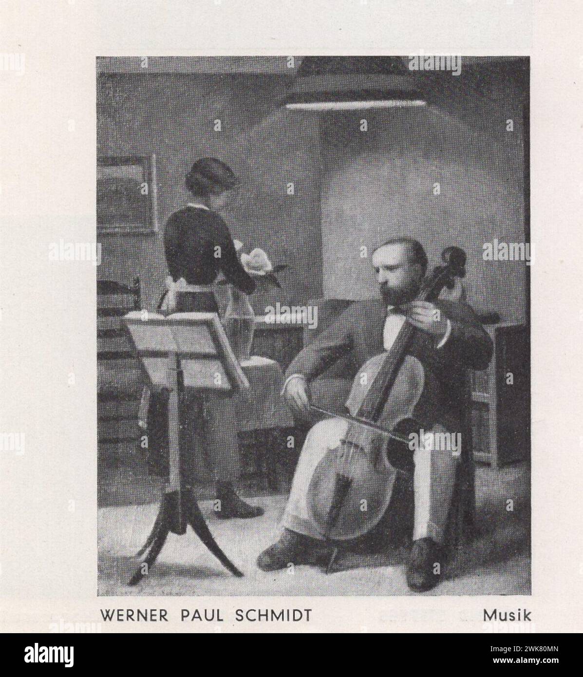 1937 Münchener jahres Austellung, Neue Pinakothek , August-Oktober, 9-17 Uhr, Eintritt 50PF / 1937 Munich Annual Exhibition, New Picture Gallery, da agosto a ottobre, 9-17 ore, ingresso 50PF 1930 mostra d'arte tedesca / l'arte tedesca degli anni '1930 / scultori tedeschi / pittori tedeschi / artisti tedeschi / Deutscher Künstler / artista tedesco / Deutscher Maler / pittore tedesco / Werner Paul Schmidt : Musik Foto Stock