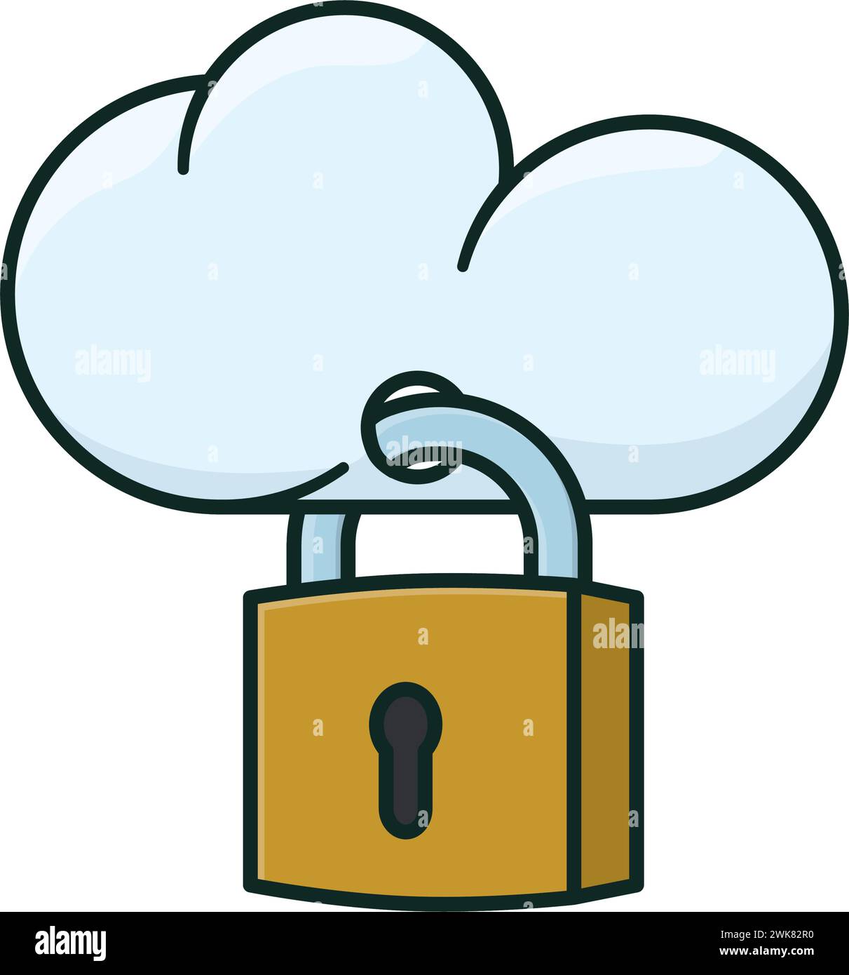 Illustrazione vettoriale isolata del cloud con lucchetto per la giornata mondiale della sicurezza sul cloud del 3 aprile Illustrazione Vettoriale