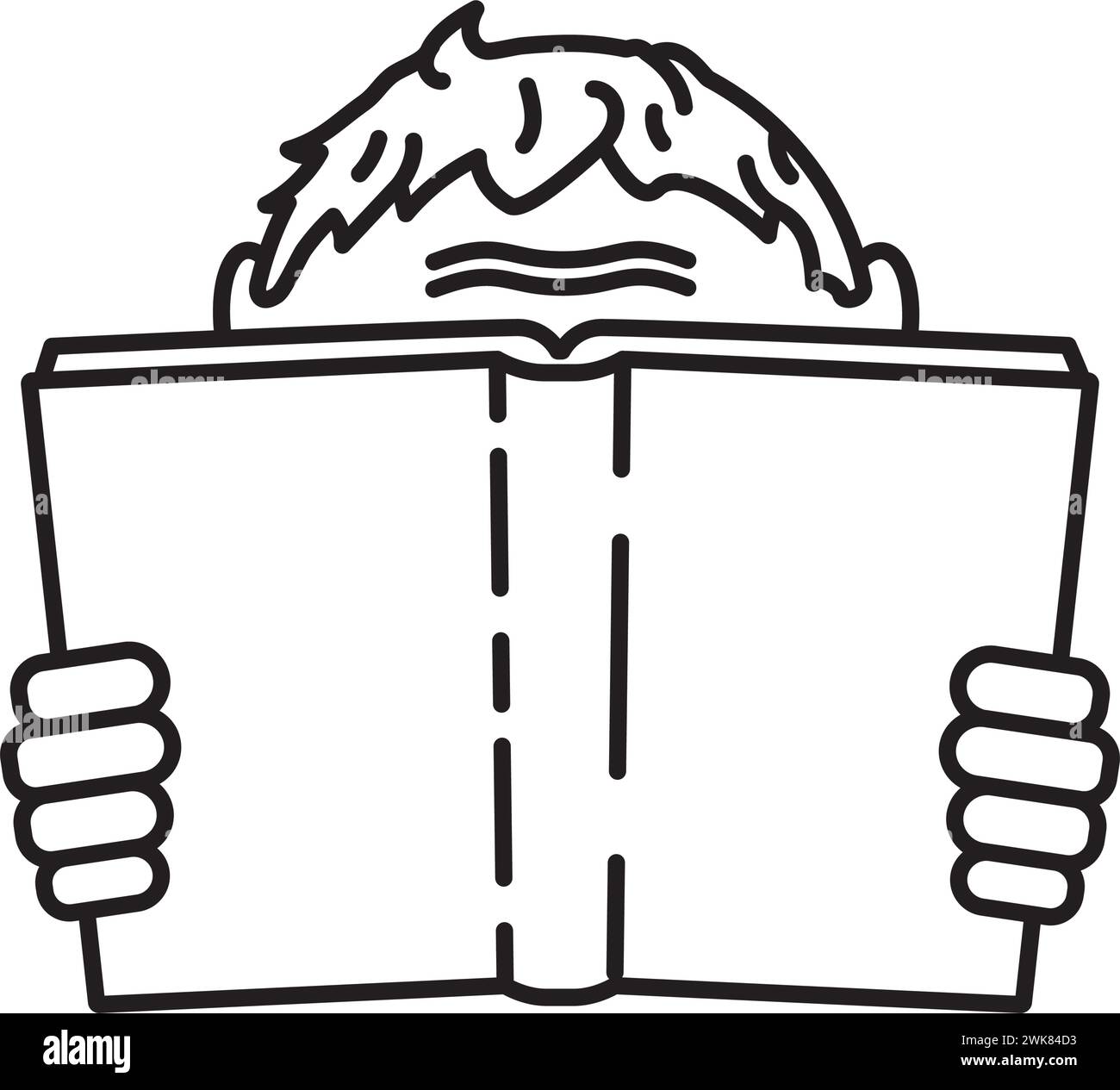 Ragazzo che legge un'icona della linea vettoriale cartoni animati per l'International Childrens Picture Book Day il 2 aprile Illustrazione Vettoriale