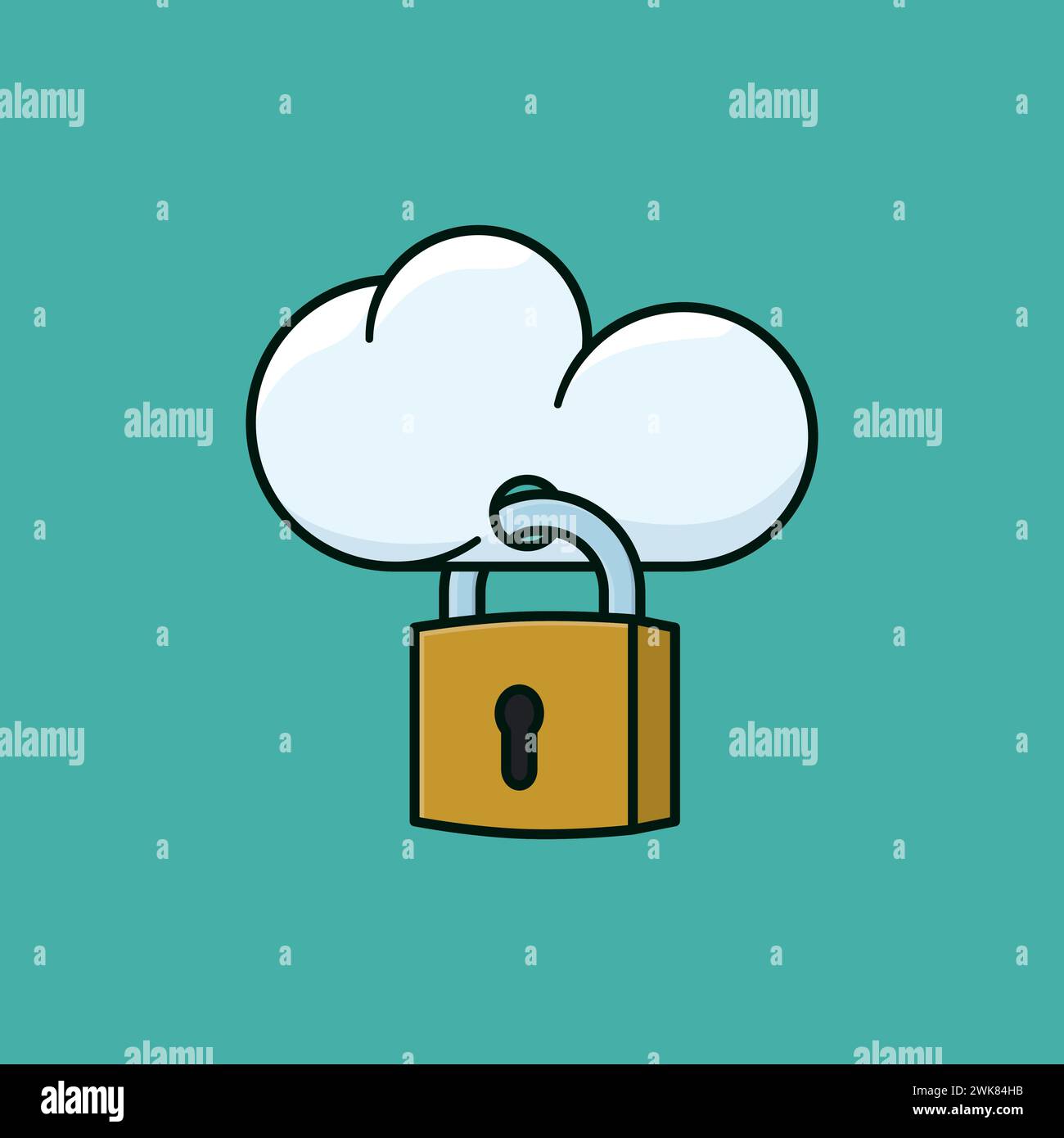 Illustrazione del vettore del cloud con lucchetto per la giornata mondiale della sicurezza sul cloud del 3 aprile Illustrazione Vettoriale