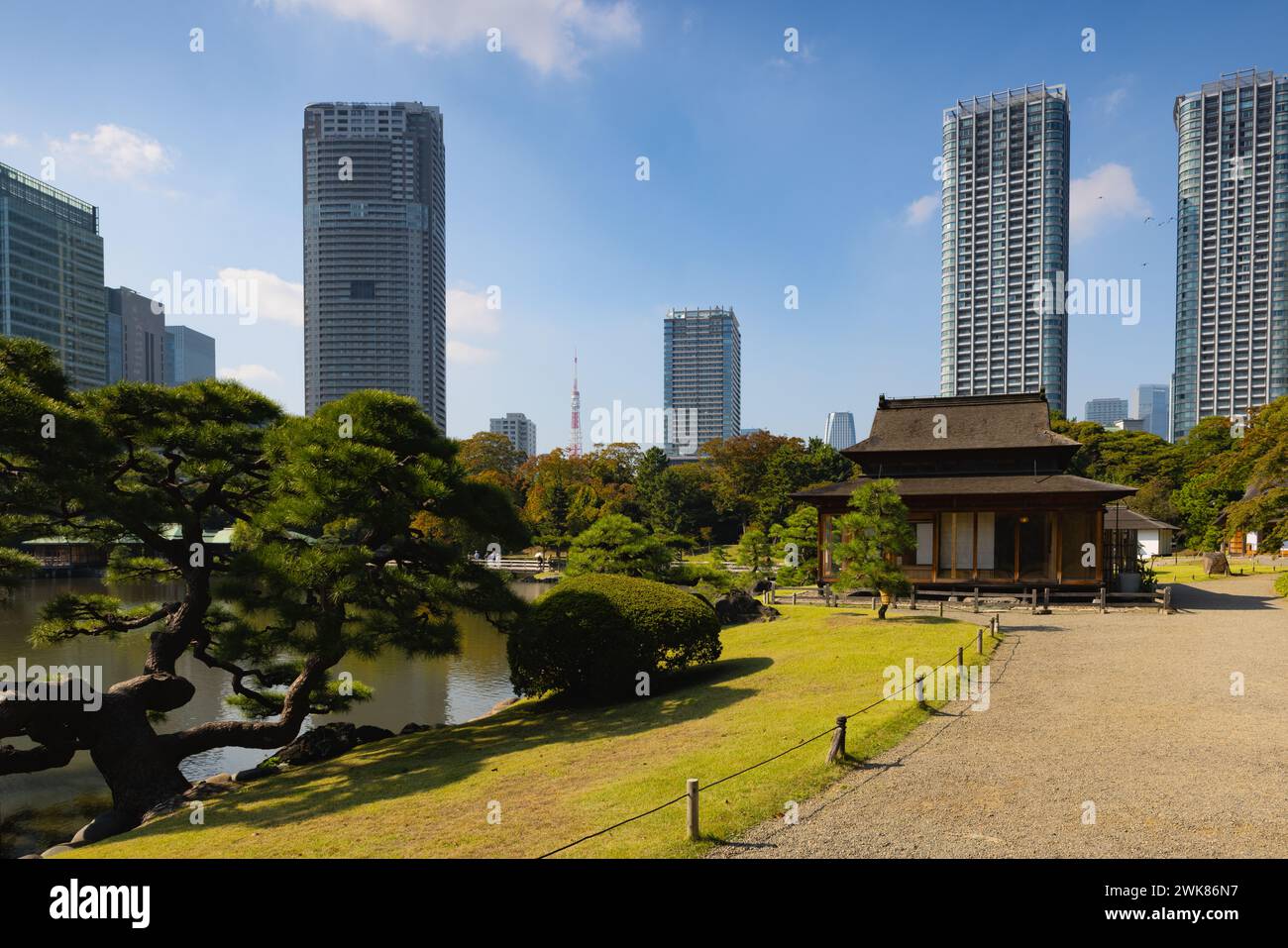 All'interno dei giardini Hamarikyu. E' un parco pubblico a Chuo Ward, To Foto Stock