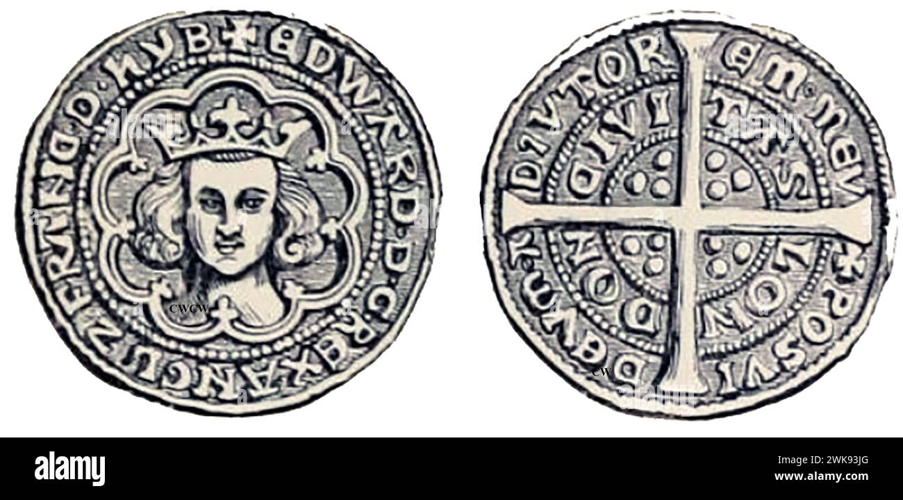 Un Groat inglese di Edoardo III Foto Stock