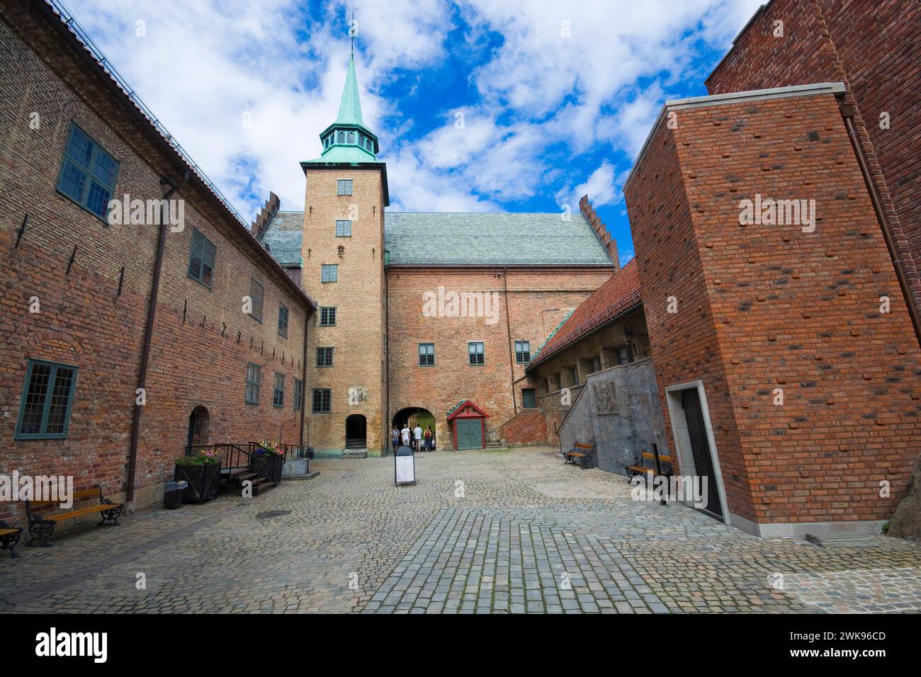 Cortile del castello di Akershus a Oslo, Norvegia Foto Stock