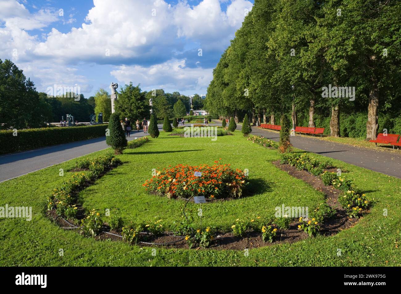 Frogner Park chiamato anche "Vigeland Park" a Oslo, Norvegia. È l'attrazione turistica più visitata della Norvegia Foto Stock