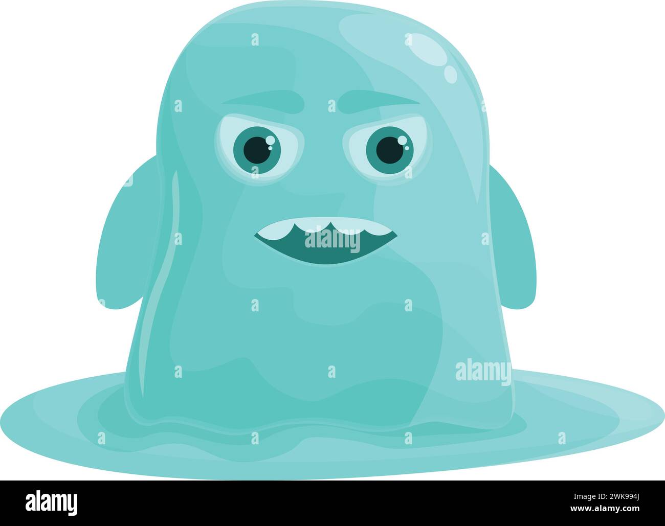 Vettore cartoni animati icona del mostro acquatico. Carino personaggio alieno. Design di creatura Illustrazione Vettoriale