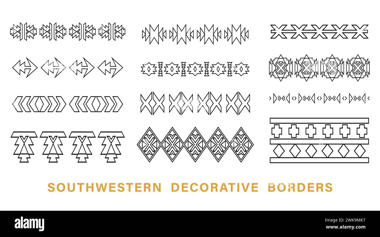 Trial Outline Borders imposta tratti sudoccidentali Illustrazione Vettoriale