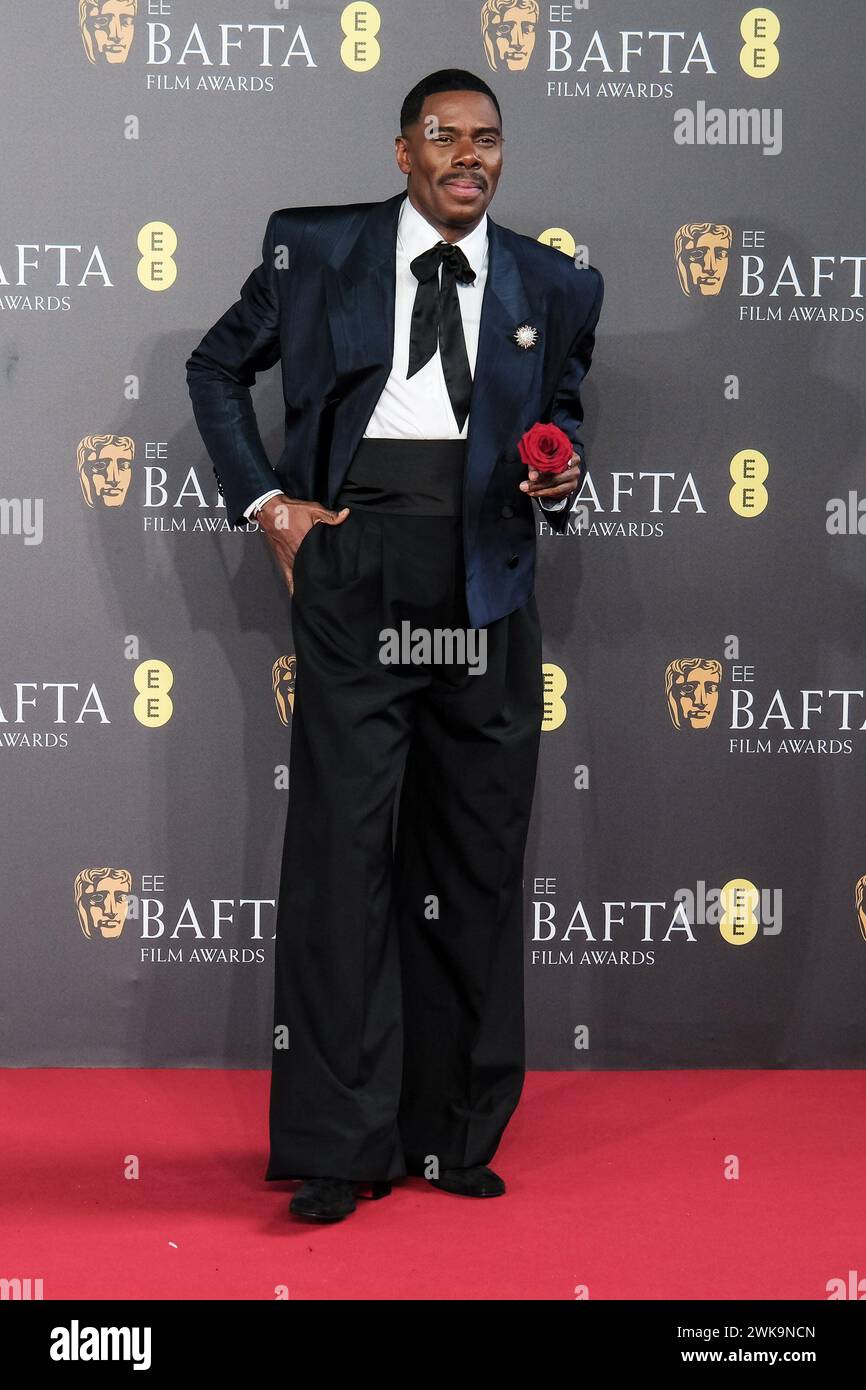 Royal Festival Hall, Londra, Regno Unito. 18 febbraio 2024. Colman Domingo ha fotografato gli arrivi dei Red carpet degli EE BAFTA Film Awards 2024. Foto di Julie Edwards./Alamy Live News Foto Stock
