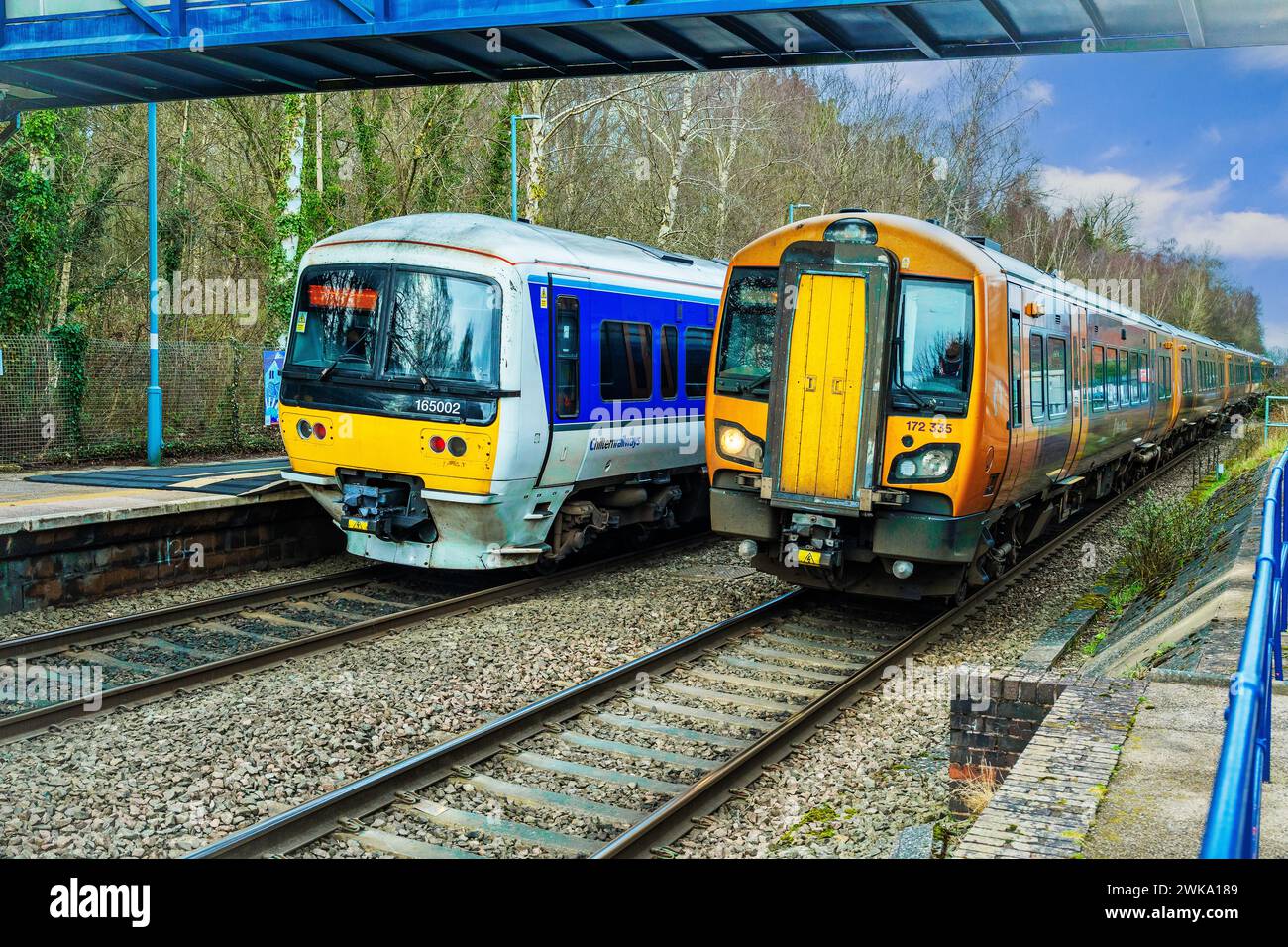 Stazione ferroviaria suburbana diesel Commuter.stazione di lapworth warwickshire inghilterra regno unito. Foto Stock