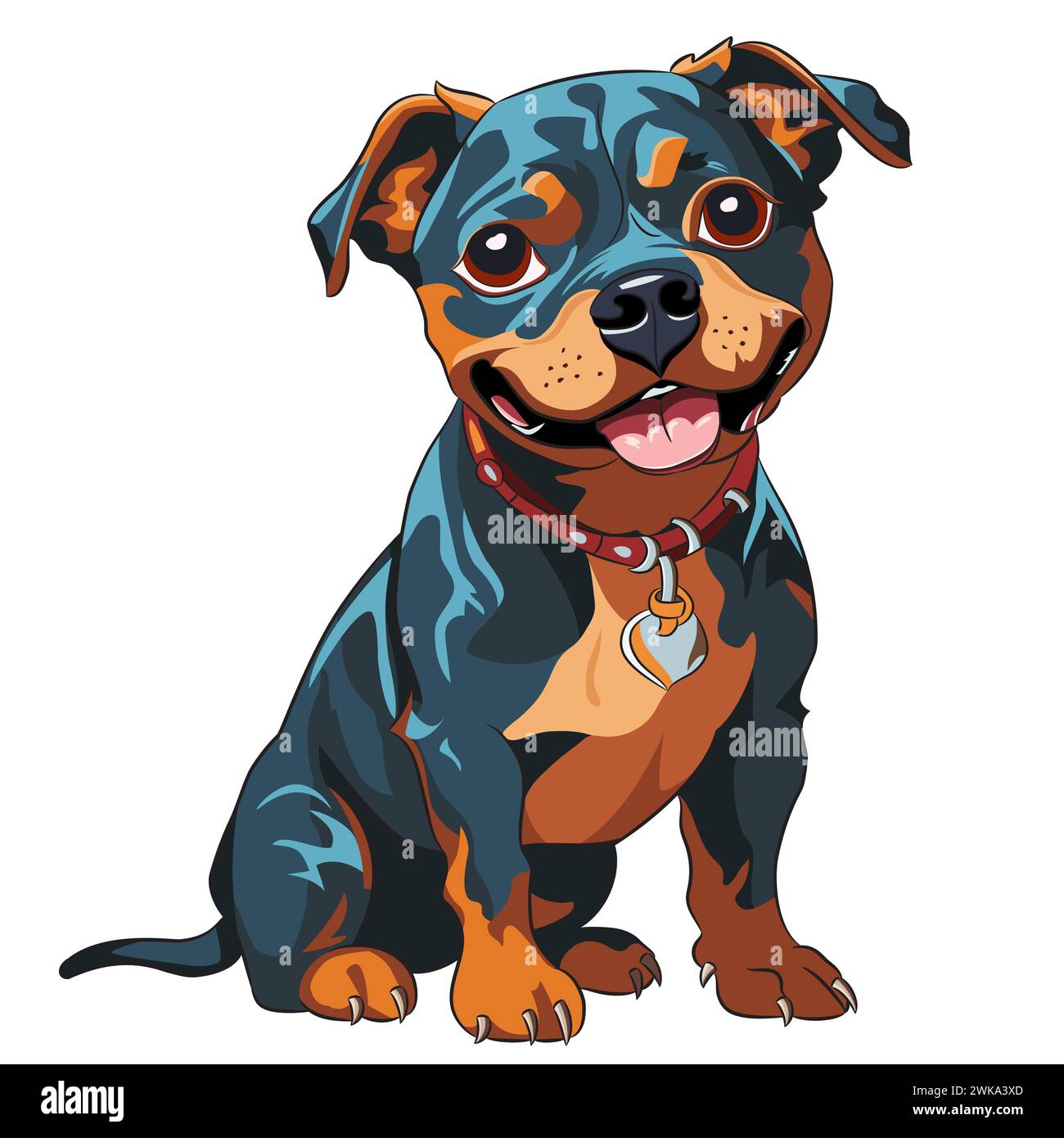 Disegno vettoriale di un cucciolo americano Staffordshire Terrier. Illustrazione Vettoriale