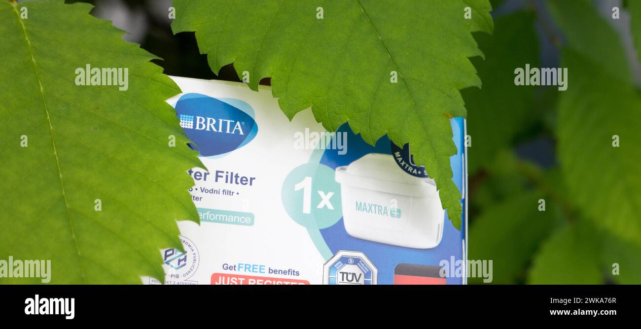 Cartuccia filtro dell'acqua universale Britta. Britta GmbH è un'azienda tedesca che produce filtri per acqua. Foto Stock