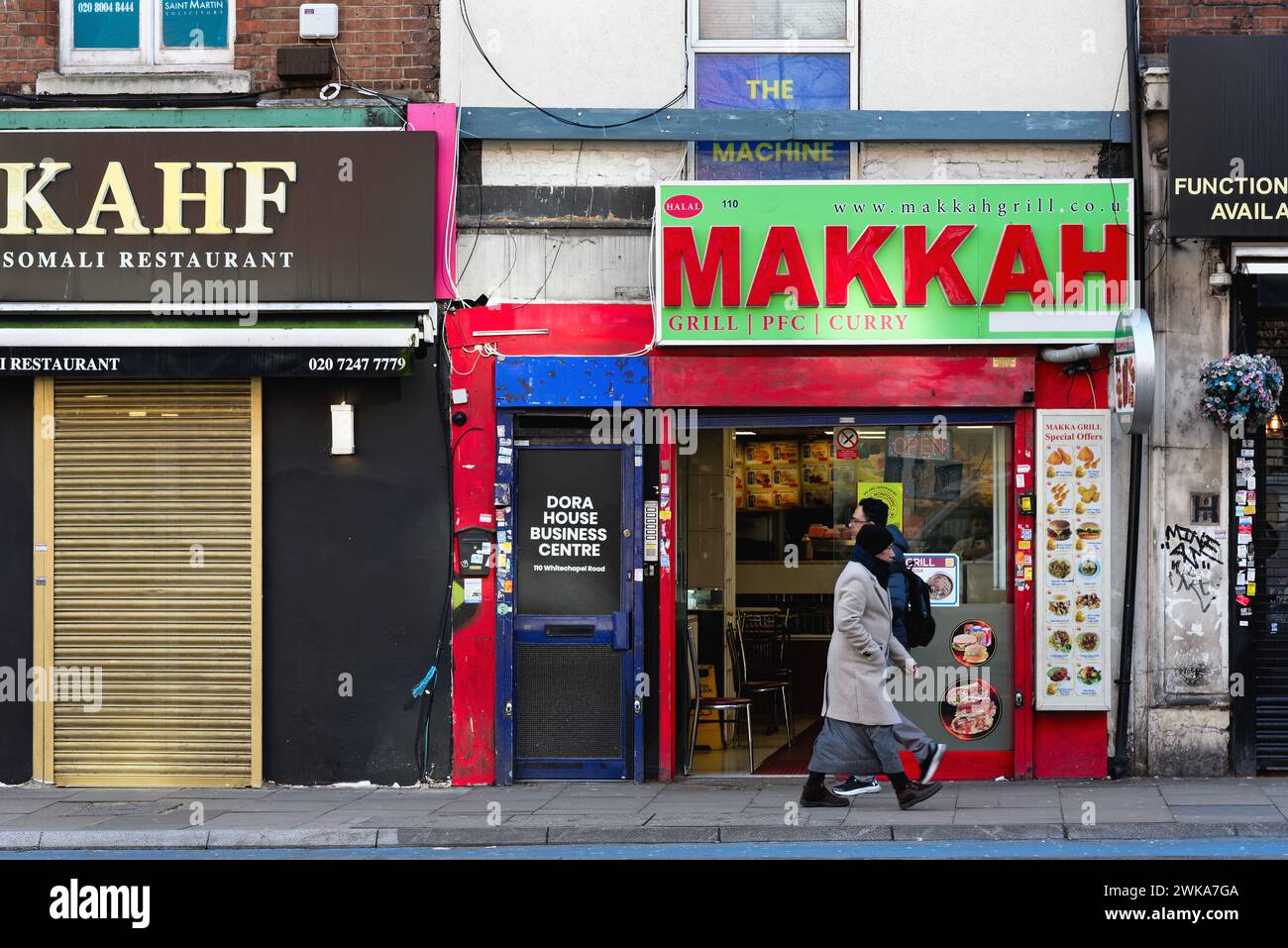 Griglieria da asporto Makkah su Whitechapel Road Tower Hamlets East London Inghilterra Regno Unito Foto Stock