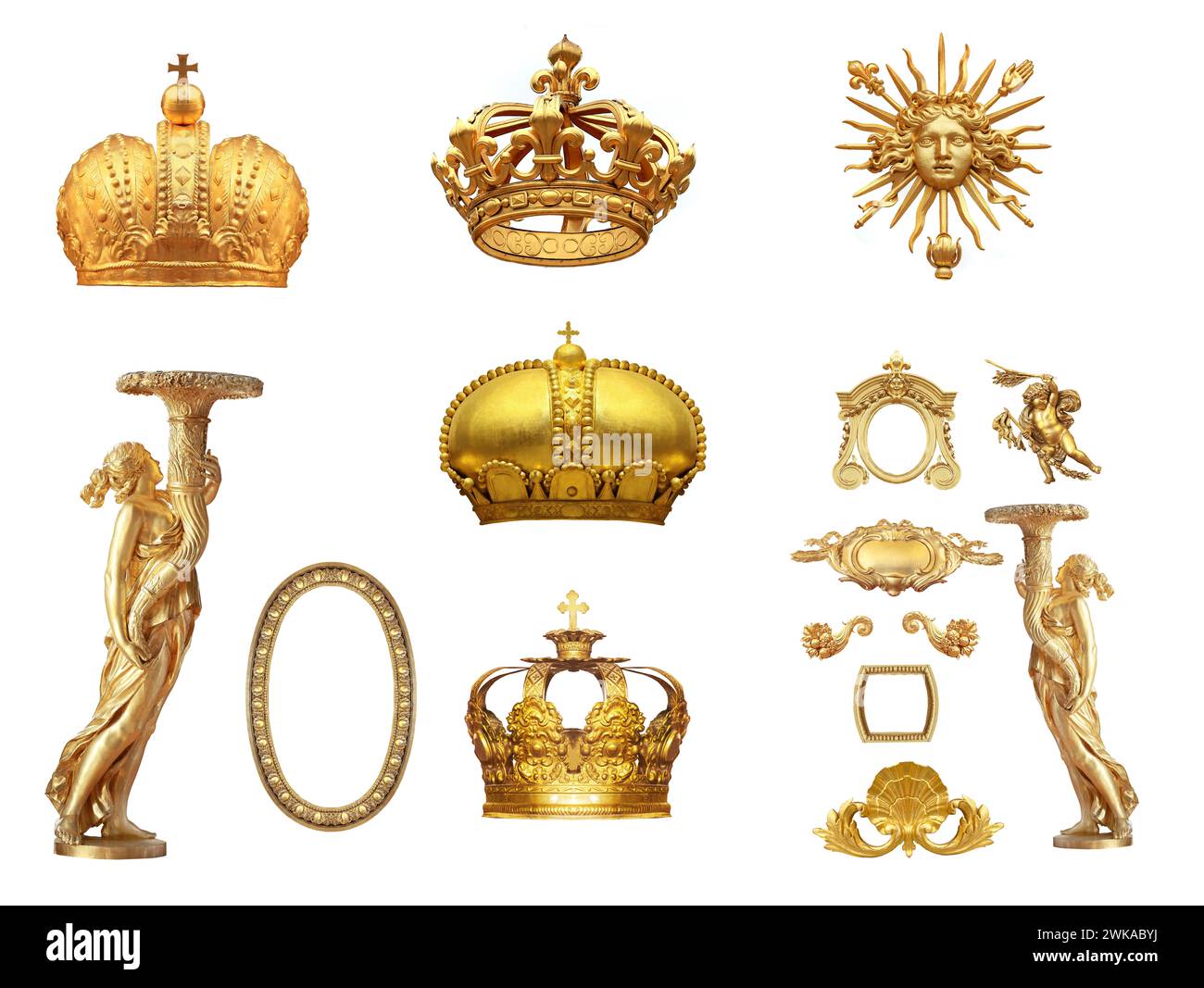 Dettaglio isolato di isolamento dorato su sfondo bianco. Foto Stock