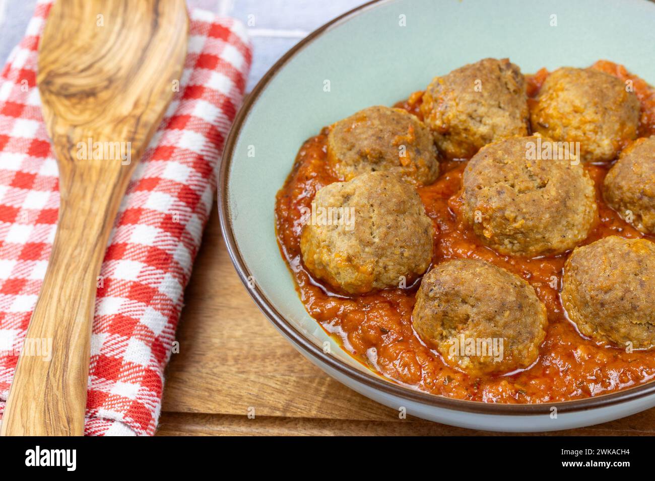 polpette in salsa di pomodoro, primo piano Foto Stock