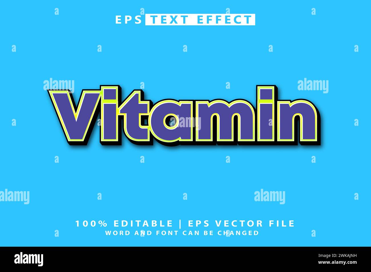 effetto testo 3d in stile vitaminico Illustrazione Vettoriale